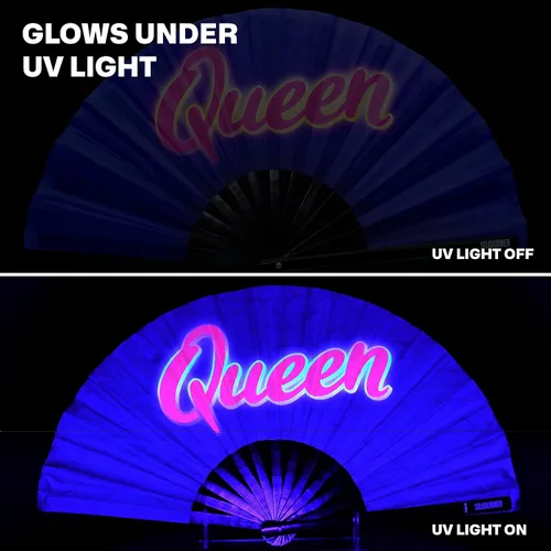 Miniatura 93 de SoJourner Bags Rave Fan – Ventilador plegable grande – Ventilador de mano Clack para raves, Halloween, Burlesque, trajes de arcoíris para mujeres