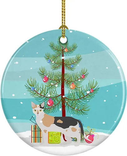Miniatura 147 de Caroline's Treasures Adorno de cerámica con texto en inglés "Merry Christmas" para colgar en el árbol de Navidad, decoración para el hogar, Navidad