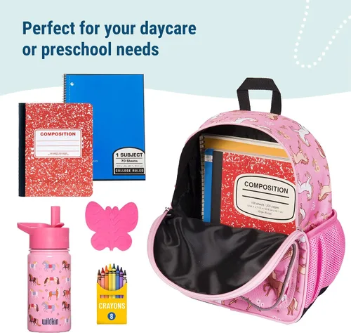 Miniatura 6 de Wildkin Mochila infantil de 12 pulgadas, acolchada, ajustable, ideal para guardería y viajes, caballos salvajes