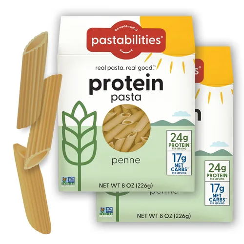 Pastabilities, Pasta de Proteína, Penne - 24g de Proteína y Baja en Carbohidratos, 17g de Carbohidratos Netos - Alta Proteína, Delicioso Sabor y
