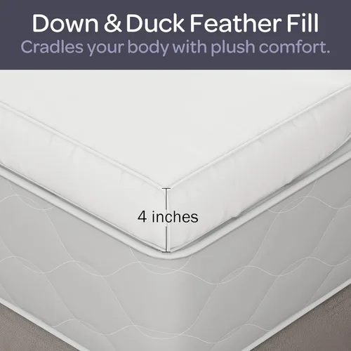 Miniatura 4 de Colchoneta de refuerzo Lavish Home, de plumas de pato, 4 pulgadas