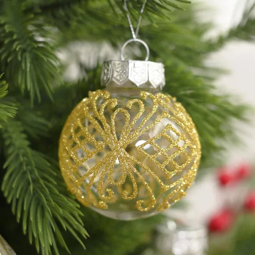 Miniatura 6 de Juego de adornos navideños, 32 piezas de bolas colgantes de Navidad de plástico transparente irrompibles para decoración de árbol de Navidad