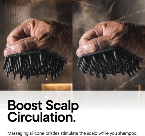 Miniatura 5 de TOOLETRIES Cepillo de silicona para champú y gancho para cuero cabelludo, cepillo para el crecimiento del cabello para hombres y mujeres, exfolia