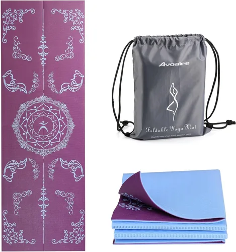Miniatura 10 de Avoalre Tapete de yoga plegable, respetuoso con el medio ambiente, tapete de yoga de viaje de PVC plegable, tapete de yoga de doble cara