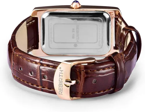 Miniatura 3 de carlien Reloj de cuarzo para mujer elegante reloj de vestir rectangular con correa de cuero y corona de zafiro