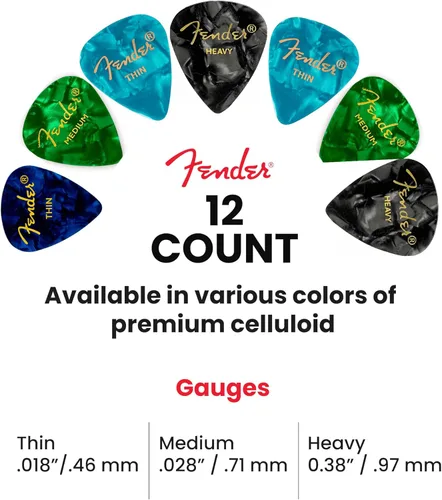 Miniatura 7 de Fender Púas surtidas de muestras, Paquete de 12 unidades., Paquete de 12