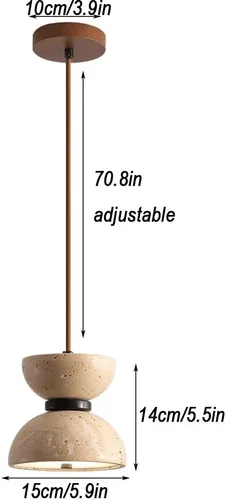 Miniatura 5 de Lámpara colgante de mármol con forma de reloj de arena nórdico, luz cálida de 3000 K, lámpara colgante colgante de travertino Wabi-Sabi, lámpara