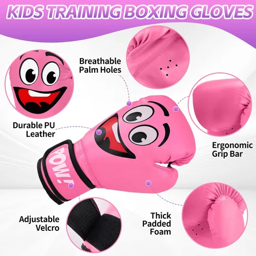 Miniatura 2 de Guantes de boxeo para niños de 3 a 8 años, niños y niñas, guantes de entrenamiento y sparring de boxeo para niños y pequeños para saco de boxeo