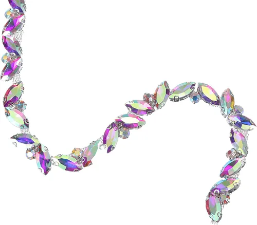 uxcell Borde de cadena de diamantes de imitación de 1 yarda, aplique de cadena de cristal brillante de 0.394 pulgadas para costura, joyería de