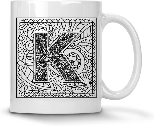 Miniatura 12 de Alankathy Mugs Taza de café monograma, 11 oz, color blanco (A)
