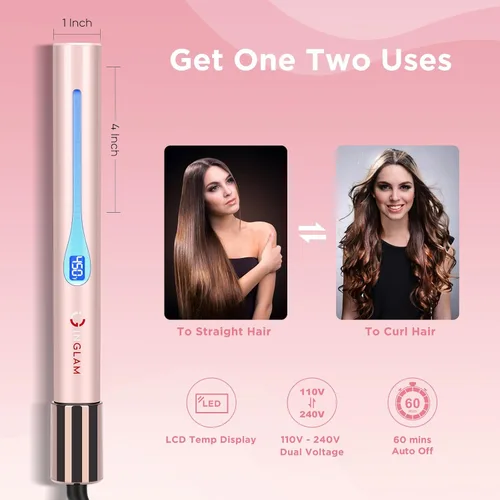 Miniatura 6 de IG INGLAM Plancha lisa para el cabello de titanio, rizador de pelo infrarrojo de 1 pulgada, plancha alisadora iónica negativa de voltaje dual con 11