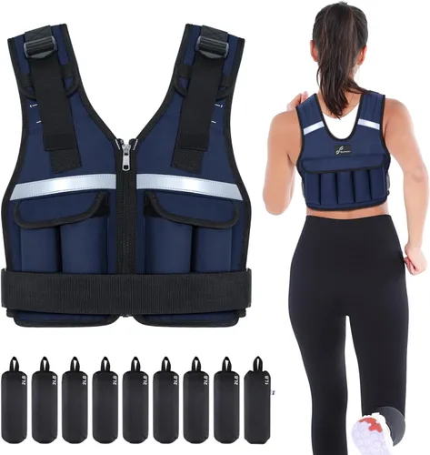 Miniatura 17 de Sportneer Chaleco con Peso Ajustable Pesos: 2-18 lbs/2-40 lbs Chaleco de Peso Lavable para Caminar 16 en 1 Chaleco de Ajuste Rápido para Rucking