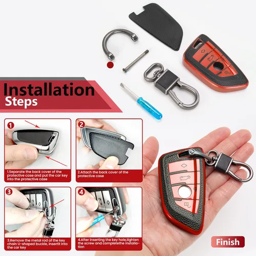 Miniatura 7 de Funda para llavero Jeep con llavero trenzado de diamante de lujo, funda suave mejorada para Wrangler Rubicon Gladiator JL JLU JT Sahara JLU Flip