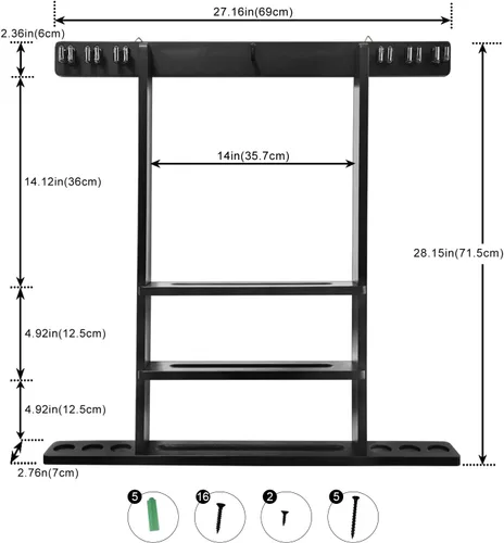 Miniatura 4 de Soporte para palos de billar de madera maciza, soportes para tacos de billar para accesorios de billar para sala de juegos, bar, (negro)