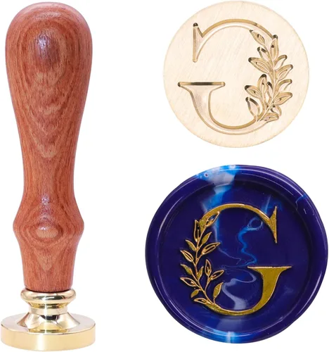 Miniatura 26 de SWANGSA Kit de Sello de Cera con Inicial del Alfabeto H, Sello de Sellado de Letras con Hojas Botánicas Elegantes Vintage con Perlas de Cera