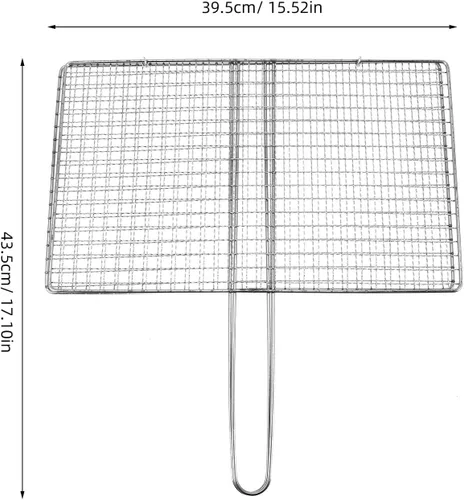 Miniatura 3 de Yardwe Cesta de parrilla para barbacoa al aire libre, estante de acero inoxidable para verduras, camarones y carne, soporte portátil de malla