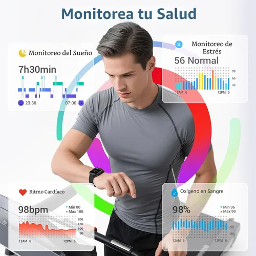 Miniatura 5 de Reloj inteligente para hombres/mujeres, responder/hacer llamadas, reloj inteligente AMOLED de 1.85 pulgadas con pantalla siempre encendida