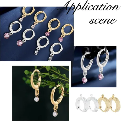 Miniatura 7 de DICOSMETIC 24 aretes Huggie con bucle, 2 colores, redondos, ganchos, aretes de acero inoxidable, para hacer joyas, agujero: 0.055 in, pin: 0.039 in