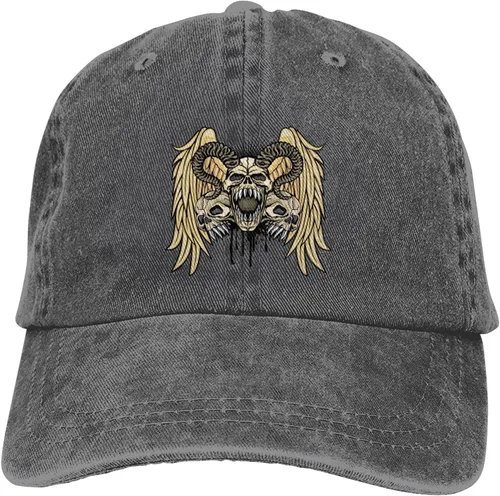 Miniatura 9 de Cowboy Hat Trendy Hats for Man and Women Djustable Four Season Outdoor Baseball Cap of Hell Skull with Angel Deep Heather