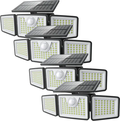 daphino 2500 lm Luces solares para exteriores con sensor de movimiento, luces de calle de 3 cabezales con ángulo amplio de 270°, iluminación de