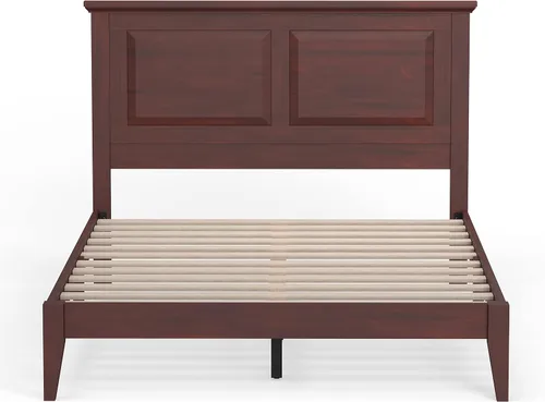 Miniatura 4 de Glenwillow Home Cama de plataforma de madera maciza estilo cabaña en tamaño matrimonial - Cereza clásica