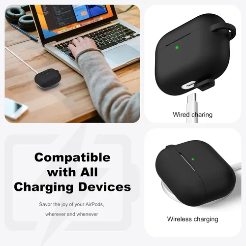 Miniatura 3 de Funda para AirPods con llavero, protección completa, de silicona, accesorios para AirPods, funda para hombres, mujeres y adolescentes, con estuche