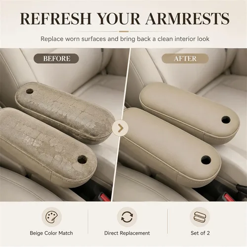 Miniatura 7 de Priprilod 2 fundas de cuero para reposabrazos de repuesto, color beige tostado, compatibles con Lexus RX 300 330 350 2003 2004 2005 2006 2007 2008