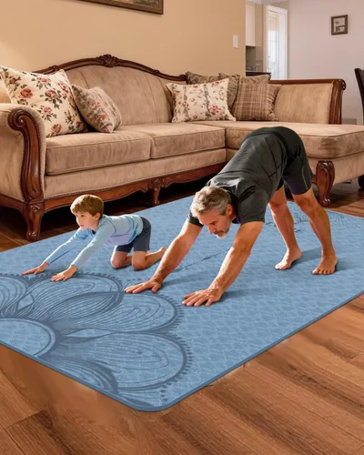 Miniatura 5 de Esterilla de yoga grande (75.5 x 47.6 x 0.4 pulgadas), extra ancha y gruesa de 0.394 in, alfombrilla de ejercicio antideslizante, tapete de TPE