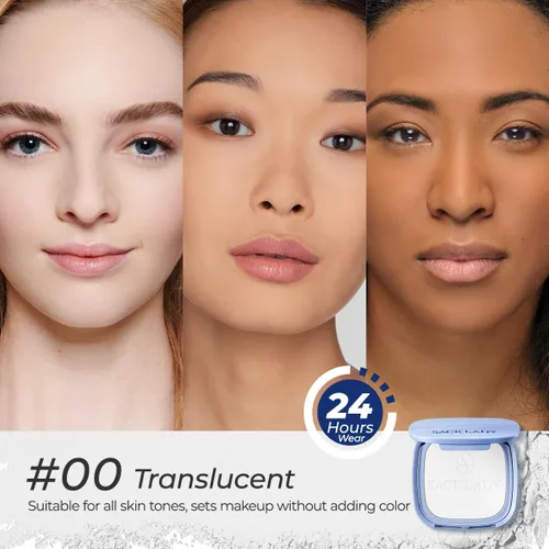 Miniatura 3 de SACE LADY Polvo Facial Impermeable para Fijar Maquillaje, Polvo Compacto Prensado de Control de Grasa para Mujeres, Difuminador de Poros Mate