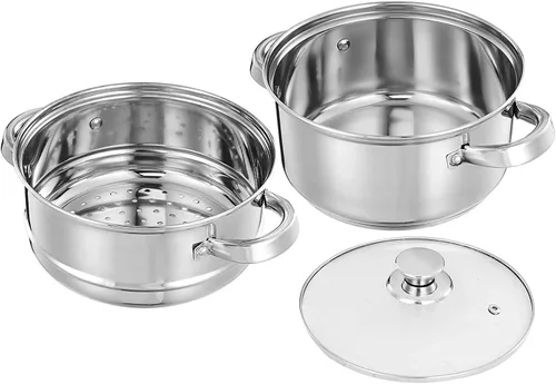 Miniatura 2 de Olla de vapor de 3.0 cuartos para cocinar, ollas de vapor de 2 niveles con tapa para cocinar verduras, mariscos, sopas, alimentos y pastas
