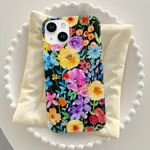 Miniatura 2 de J.west Funda compatible con iPhone 14 para mujer, bonito diseño floral femenino, patrón kawaii de flores silvestres en acuarela para niñas