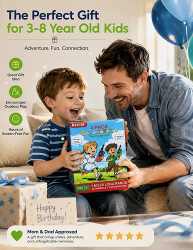 Miniatura 9 de Baturu Walkie Talkies para niños, paquete de 3, regalos para niños y niñas, juguetes de 5-10 años de edad Azul Amarillo Verde Rosa