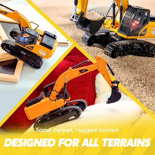 Miniatura 9 de JOYIN Excavadora de Control Remoto Juguetes para Niños, Excavadora de Juguete RC de 2.4Ghz con Luz, Juguetes de Construcción para Niños de 3-5 4-7