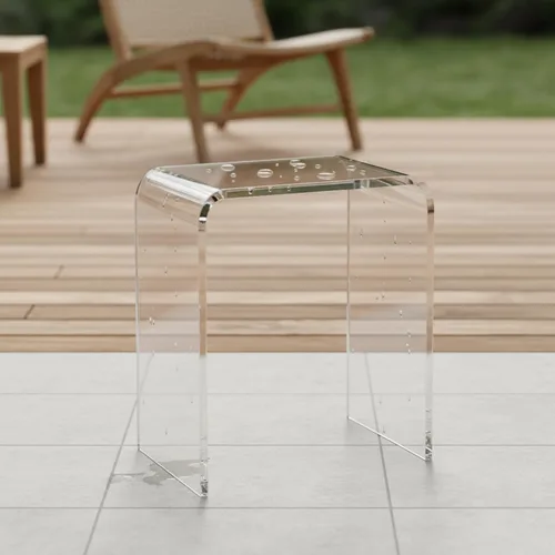 Miniatura 7 de Taburete pequeño de acrílico de 17.7 pulgadas de alto para adultos, banco de ducha de acrílico, asiento para baño, ducha, 10.2 pulgadas