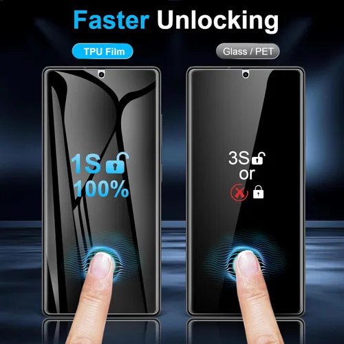 Miniatura 2 de LYWHL Paquete de 2 protectores de pantalla de privacidad para Samsung Galaxy S25 Ultra [como el desbloqueo original de huellas dactilares], película