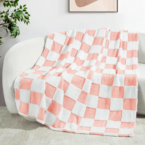Miniatura 20 de Exclusivo Mezcla - Manta de franela super suave y cálida con diseño de vellón esponjoso, para sofá, cama, con lindo patrón a cuadros, negro, 50" x