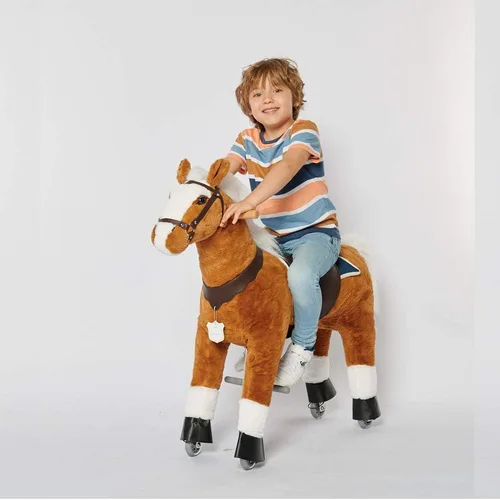 UFREE Caballo de equitación, juguete de equitación, caballo mecánico, animal de peluche, melena blanca y cola, edad 3-6