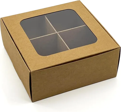 Miniatura 13 de 20 cajas de regalo de papel kraft con ventana y divisores, 6 compartimentos extra pequeños, 5 x 3.5 x 1.57 pulgadas, cajas de dulces vacías