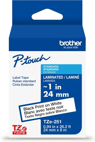 Miniatura 34 de Brother P-touch TZE-S951 - Cinta adhesiva laminada extra resistente de 1 pulgada (24 mm) de ancho, negro sobre plateado mate, laminada