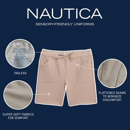 Miniatura 3 de Nautica Uniforme escolar para niñas Short suave con diseño sensorial amigable y fácil de poner