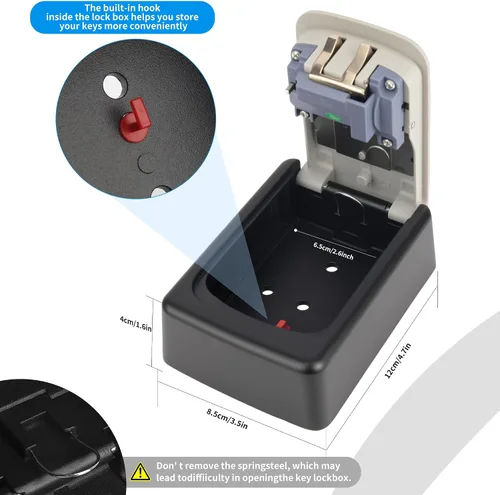 Miniatura 3 de Caja de bloqueo de llave, caja de bloqueo de combinación montada en la pared, caja de almacenamiento de llaves grande para llaves, caja de bloqueo