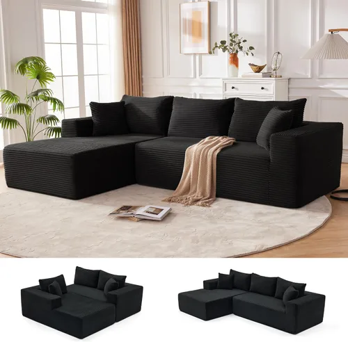 Miniatura 51 de Mangodan Sofá seccional Cloud, sofá deshuesado para sala de estar, sofá modular con asiento profundo, cómodo sofá esponjoso en forma de L con diván