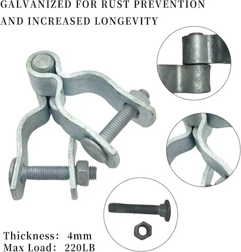 Miniatura 4 de Bisagra de poste de puerta de valla de enlace de cadena de 1-3/8 pulgadas, cerca galvanizada, 4 piezas para marcos de panel de tubería de 1.2