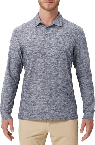 Miniatura 39 de NAVISKIN Camisas polo de manga larga para hombre, camisas de golf con cuello UPF 50 SPF para hombre, secado rápido, absorbe la humedad