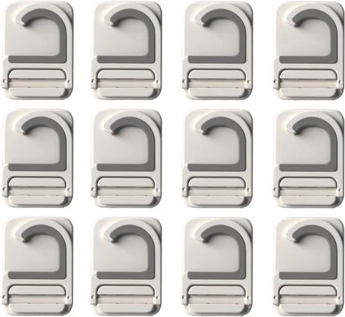 Miniatura 9 de Paquete de 2 soportes de pared para escobas con correa de almacenamiento resistente de 13 pulgadas, 5 ranuras y 4 ganchos, soporte para escoba