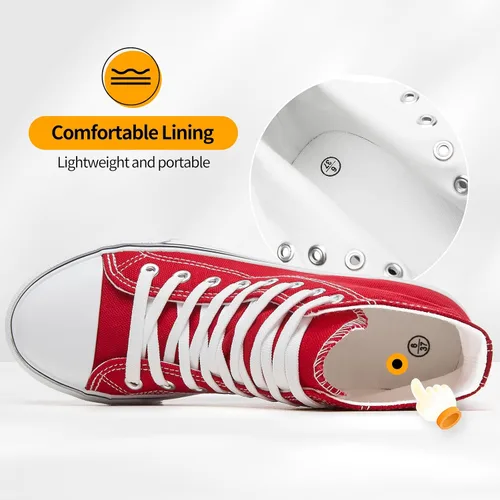 Miniatura 3 de Tenis de lona de caña alta con cordones para mujer, estilo informal, ideales para caminar