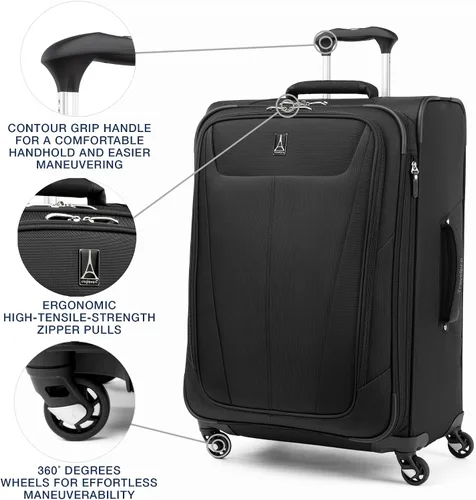 Miniatura 2 de Travelpro Maxlite 5 - Juego de 2 piezas de equipaje de mano de tela, expandibles con 4 ruedas giratorias, bolso blando para debajo del asiento, Negro