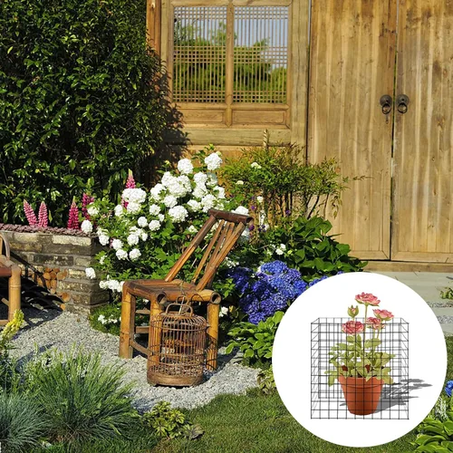 Miniatura 5 de PATIKIL Protectores de plantas de alambre pequeño de 13 x 15.7 pulgadas, paquete de 8 jaulas cuadradas de alambre para plantas de malla de jardín