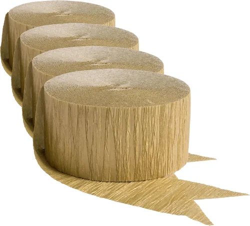 Miniatura 5 de Rollo de papel crepé envuelto en oro, 81 pies (1 unidad), ideal para impresionantes manualidades, decoración de fiestas y más