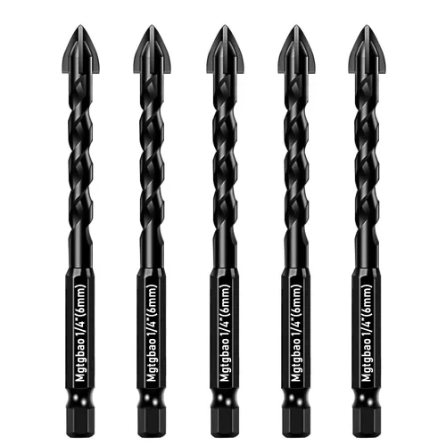 Miniatura 9 de 10 piezas de brocas de mampostería negras de 3 mm, juego de brocas de hormigón de 1/8” para azulejos, ladrillo, plástico y madera, punta de carburo
